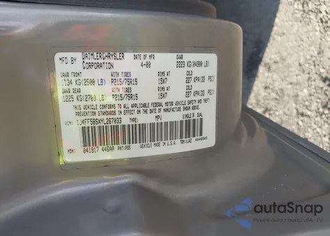 2000 Jeep Cherokee Classic из США, поврежденный, VIN 1J4FF58SXYL267033